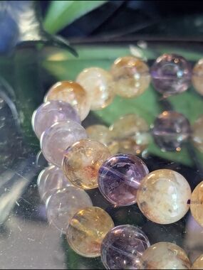 A-Quality Ametrine Amethyst and Citrine Crystal Beaded Bracelet Specimen